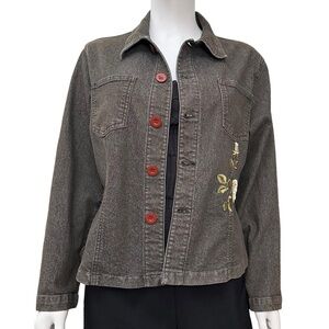 Vintage Floral Embroidered Denim Jacket